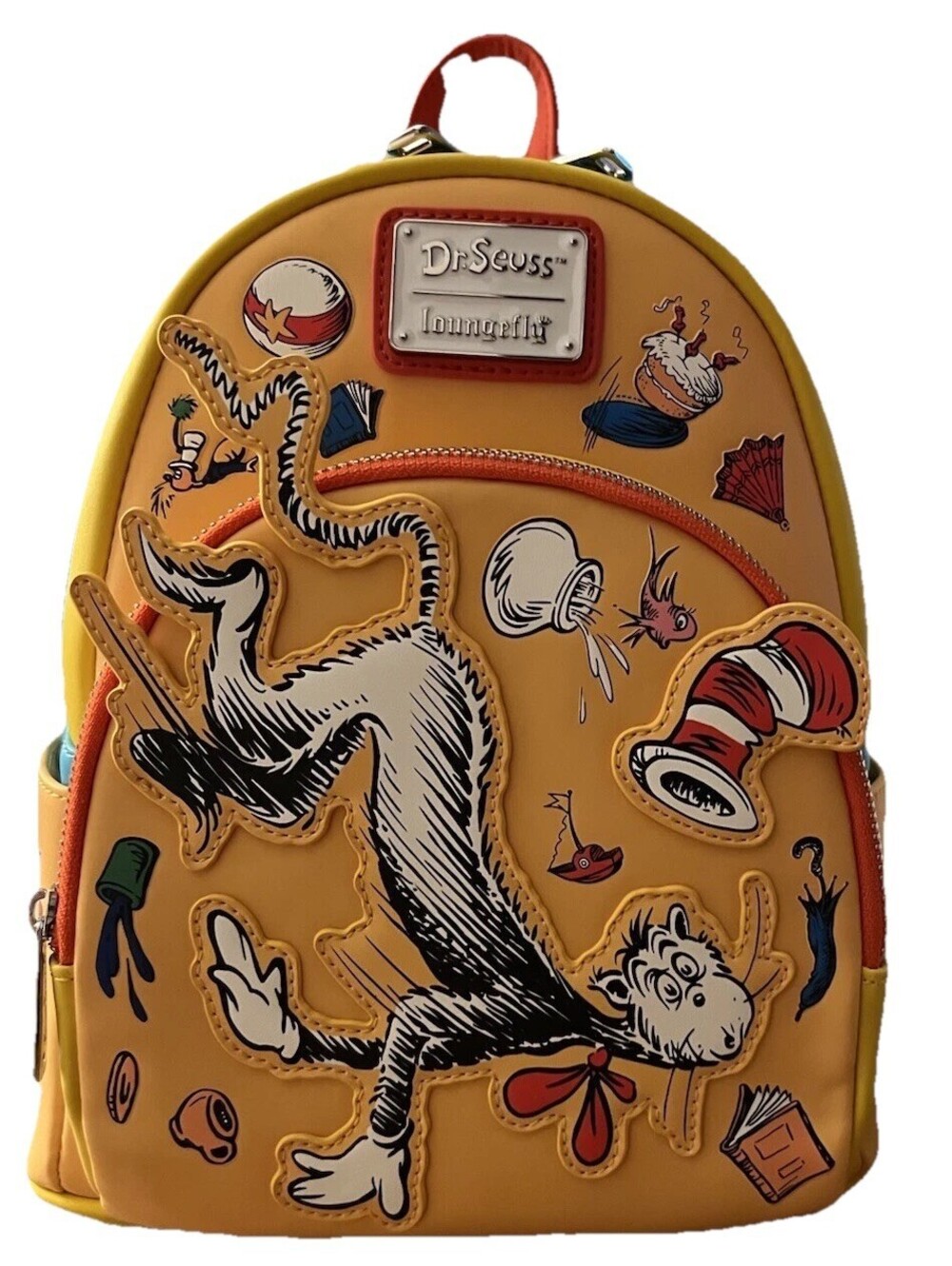Loungefly Dr. Seuss Cat in the Hat Falling Icons Mini Backpack New